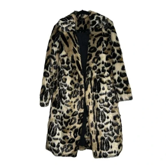 New! Rachel‎ Roy faux fur Animal leopard print reversible coat jacket small - Picture 2 of 13